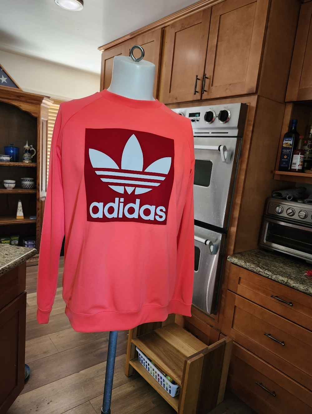Adidas Crewneck Longsleeve Pullover In A Neon Pink Colorway - Unisex Size Medium